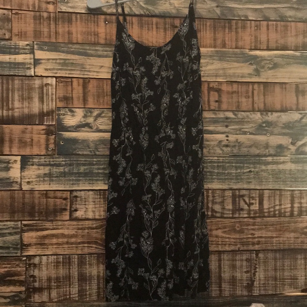 Black printed spaghetti strap dress